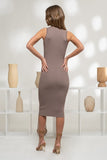 Taupe Fitted Sleeveless Dress