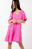Neon Pink Gauze Dress