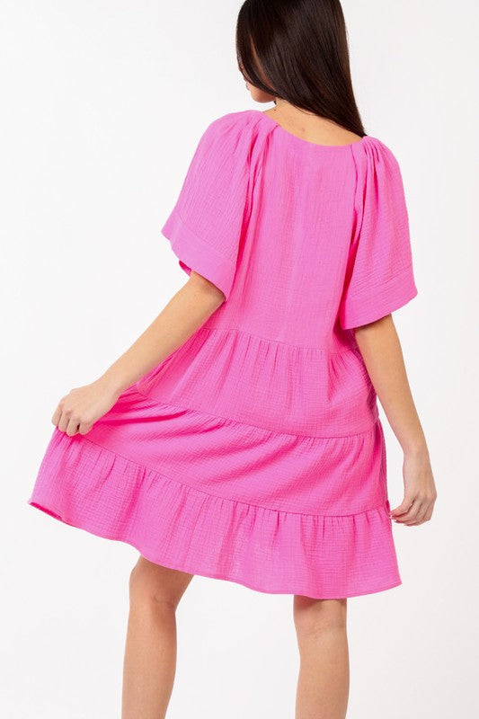 Neon Pink Gauze Dress Fashion Cupcake Neon Pink Gauze Dress Fashion Cupcake