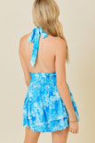 Blue Pattern Floral Romper