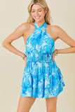 Blue Pattern Floral Romper