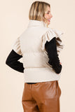 Cream Corduroy Ruffle Puffer Vest