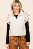 Cream Corduroy Ruffle Puffer Vest