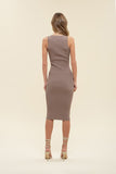 Taupe Fitted Sleeveless Dress