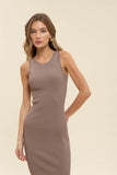 Taupe Fitted Sleeveless Dress