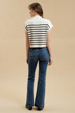 Navy Striped Sleeveless Mock Neck Sweater