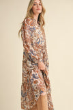 Tan Paisley Print Midi Dress