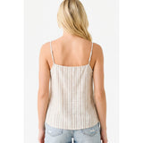 Tan Striped V-Neck Tank