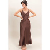 Satin Chocolate Brown Slip Dress