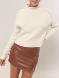 Cream High Neck Inside Out Sweater