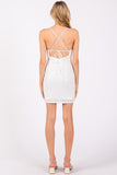 White Beaded Criss Cross Back Dress