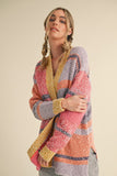 Multi Color Color Block Cardigan