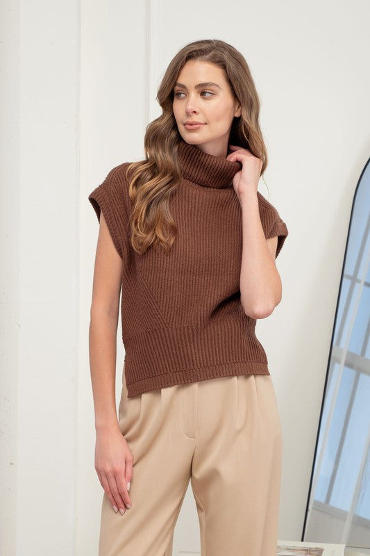 Brown Sleeveless Turtleneck Sweater – Fashion Cupcake