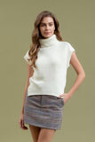 Ivory Sleeveless Turtleneck Sweater