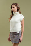 Ivory Sleeveless Turtleneck Sweater