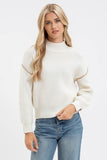 Ivory Color Block Mock Neck Sweater