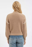 Ivory Color Block Mock Neck Sweater