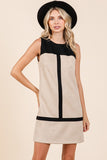 Suede Color Block Mini Sleeveless Dress