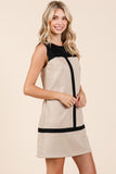 Suede Color Block Mini Sleeveless Dress