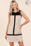 Suede Color Block Mini Sleeveless Dress