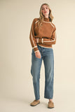 Brown Sweater with Tan Exposed Trim