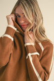 Brown Sweater with Tan Exposed Trim