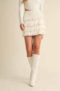 Cream Ruffle Tiered Skirt