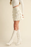 Cream Ruffle Tiered Skirt