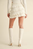 Cream Ruffle Tiered Skirt