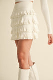 Cream Ruffle Tiered Skirt