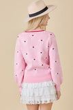 Pink & Red Heart Bow Cardigan