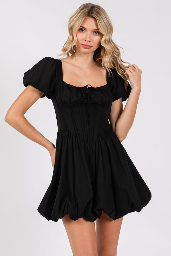 Black Tie Front Corset Dress