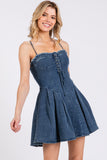 Denim Lace Up Mini Dress