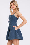 Denim Lace Up Mini Dress
