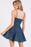 Denim Lace Up Mini Dress