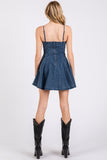 Denim Lace Up Mini Dress