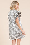 Black and White Print Short Sleeve Dress