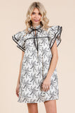 Black and White Print Short Sleeve Dress