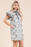 Black and White Print Short Sleeve Dress