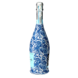 Blue Porcelain Roses Prosecco Bottle Wrap