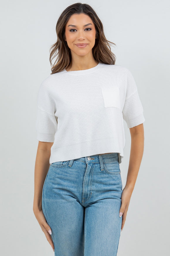 Off White Pocket Front Short Sleeve