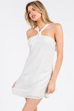 White Linen Halter Mini Dress