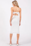 White Cut Out Back Midi Dress