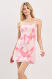 Pink Floral Fitted Mini Dress