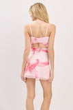 Pink Floral Fitted Mini Dress