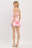 Pink Floral Fitted Mini Dress