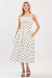 Black & White Polka Dot Midi Dress