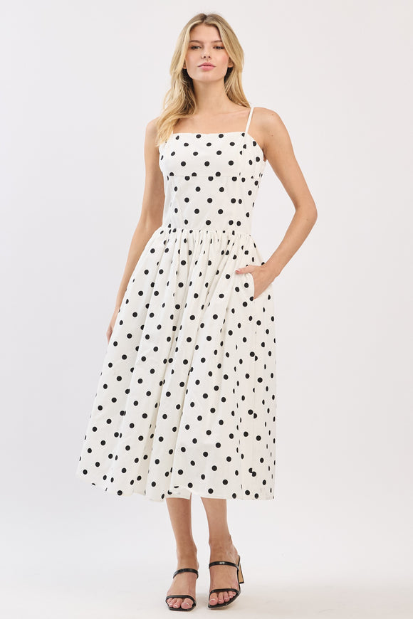 Black & White Polka Dot Midi Dress