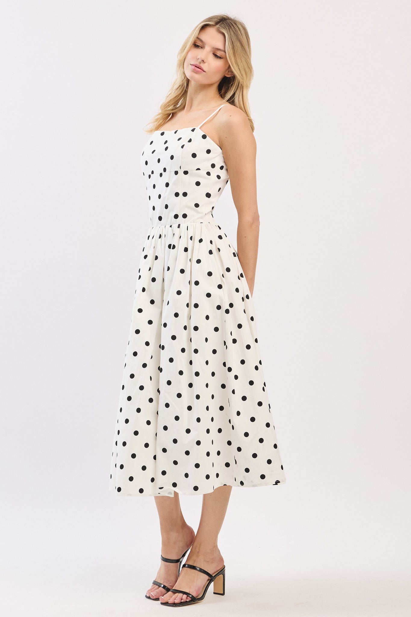 Black & White Polka Dot Midi Dress Fashion Cupcake Black & White Polka Dot Midi Dress Fashion Cupcake
