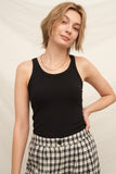 Black Ribbed Padded Scoop Tank Top